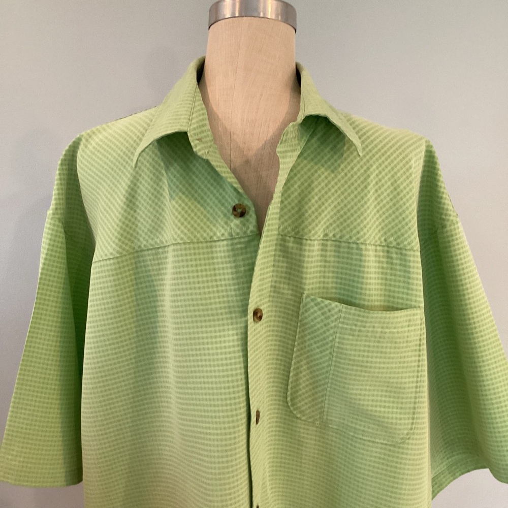 Cabela’s Mens Green Check Short Sleeve Button Down Shirt Size X-Large